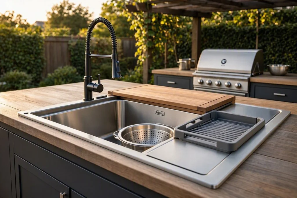 Dcolora all-in-one workstation sink for outdoor kitchen