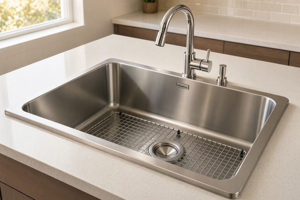 Deep 24 inch rectangular vessel kitchen sink with large washing capacity