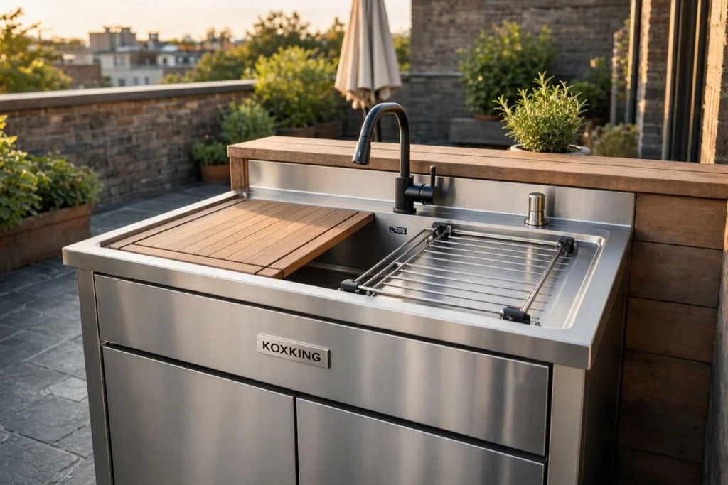 KOXKING compact workstation sink for small outdoor kitchen