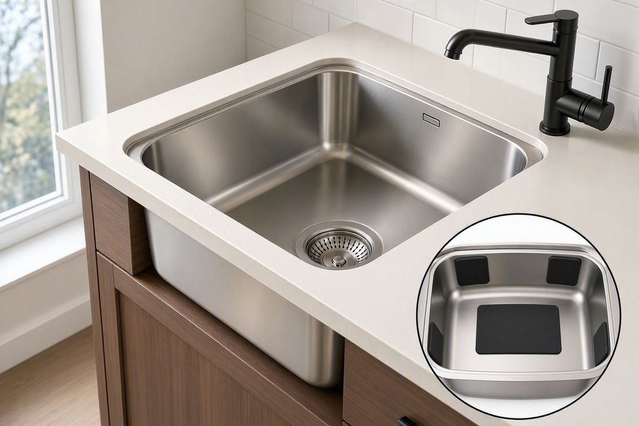POPFLY 18 inch undermount kitchen sink sleek modern design with noise reduction pads