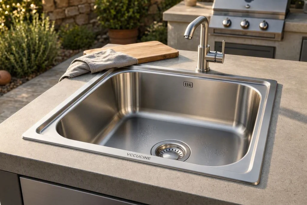 VCCUCINE drop-in stainless steel sink for outdoor kitchen