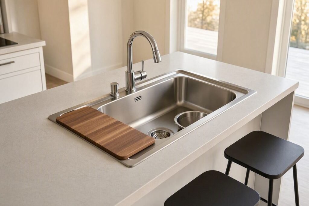 compact stainless steel island bar sink