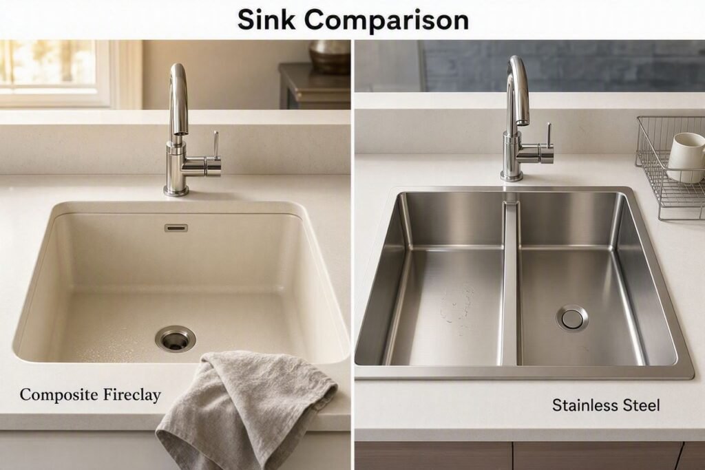 composite fireclay and stainless steel sinks comparison
