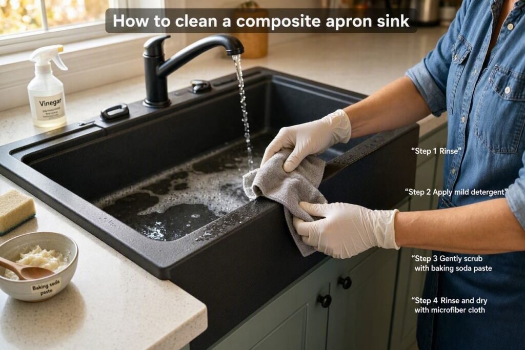 how to clean a composite apron sink