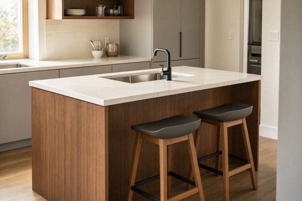 small kitchen island with bar sink