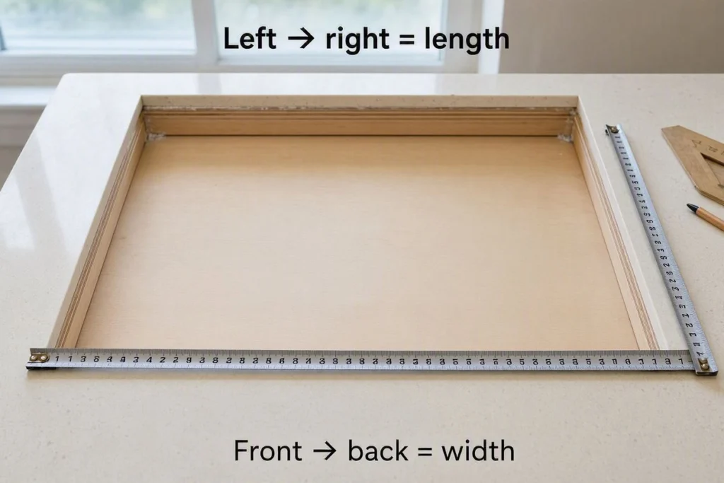 How to measure a kitchen sink cutout for length and width