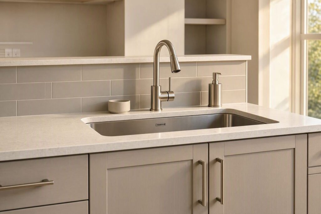 modern small kitchen sink with coordinated finishes
