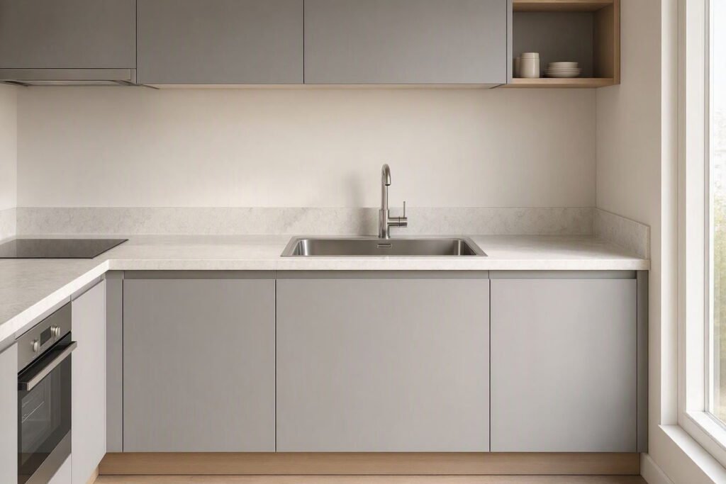 modern undermount sink in a small kitchen