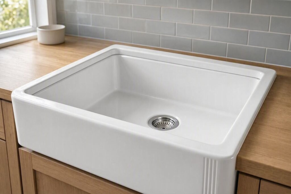 33 inch reversible white fireclay farmhouse kitchen sink