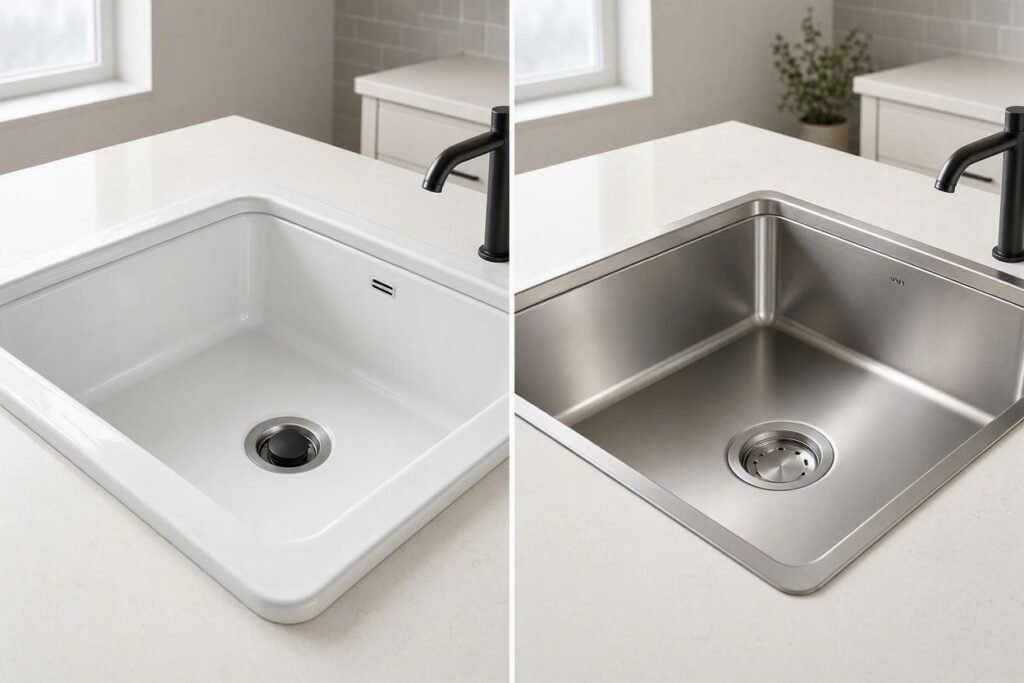 fireclay and stainless steel kitchen sink comparison