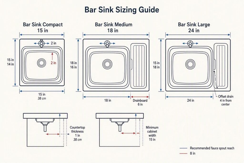 bar sink measurements for small kitchen planning