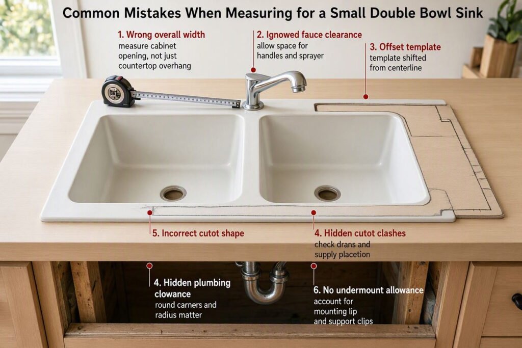common mistakes when measuring for a small double bowl kitchen sink