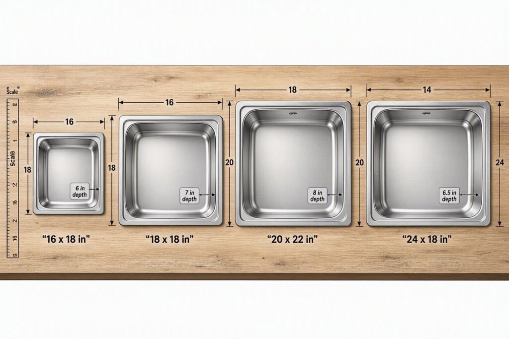 compact drop-in kitchen sink sizes comparison