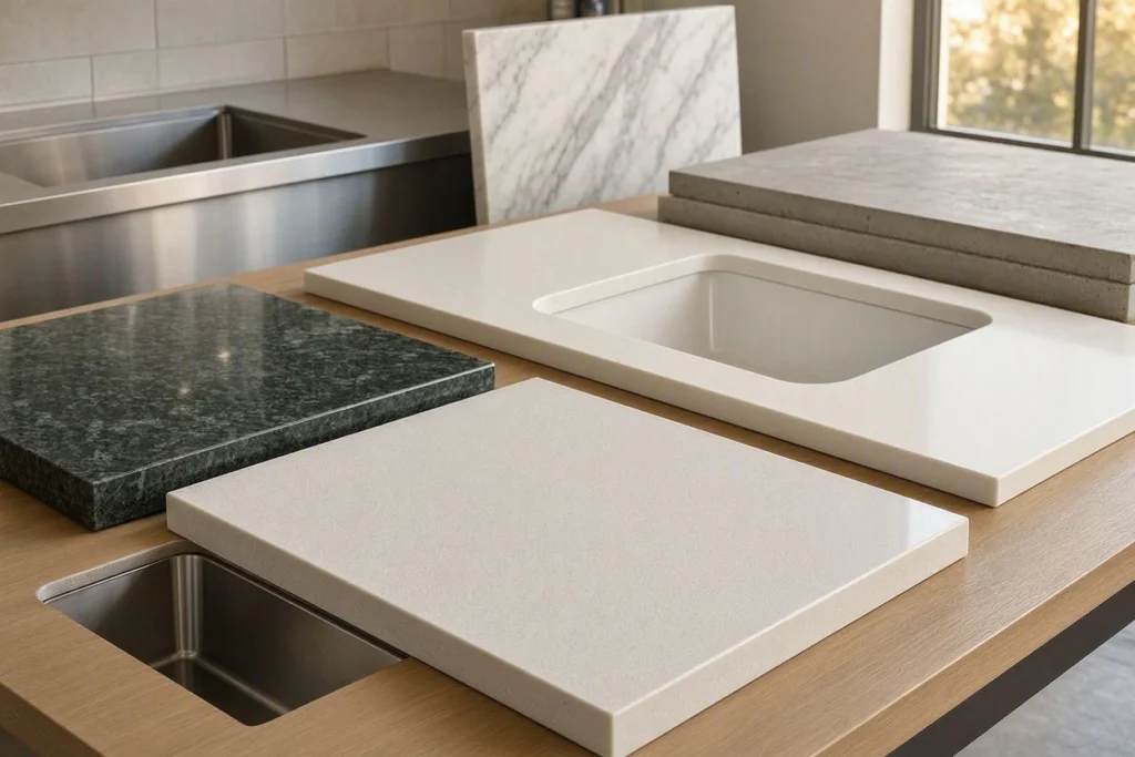 countertop materials suitable for undermount kitchen sinks
