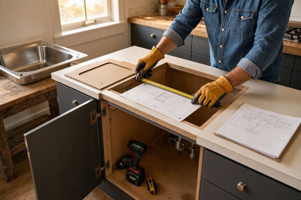 how to measure a compact kitchen sink layout before installation