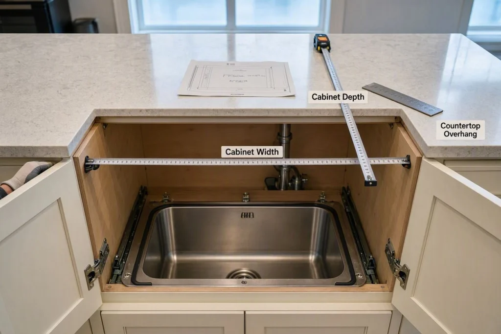 how to measure cabinet for an undermount kitchen sink