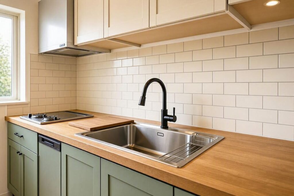 properly sized bar sink for a compact kitchen workspace
