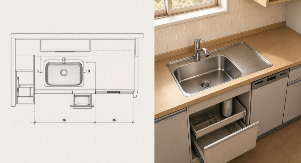 shallow sink layout for a small kitchen