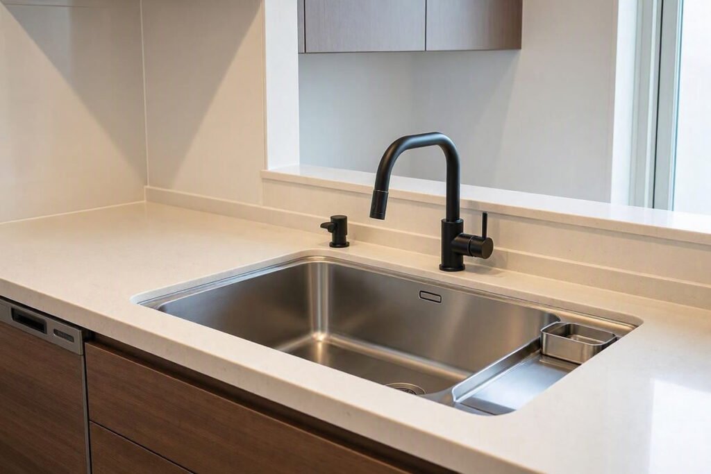 single bowl sink design for a small modern kitchen