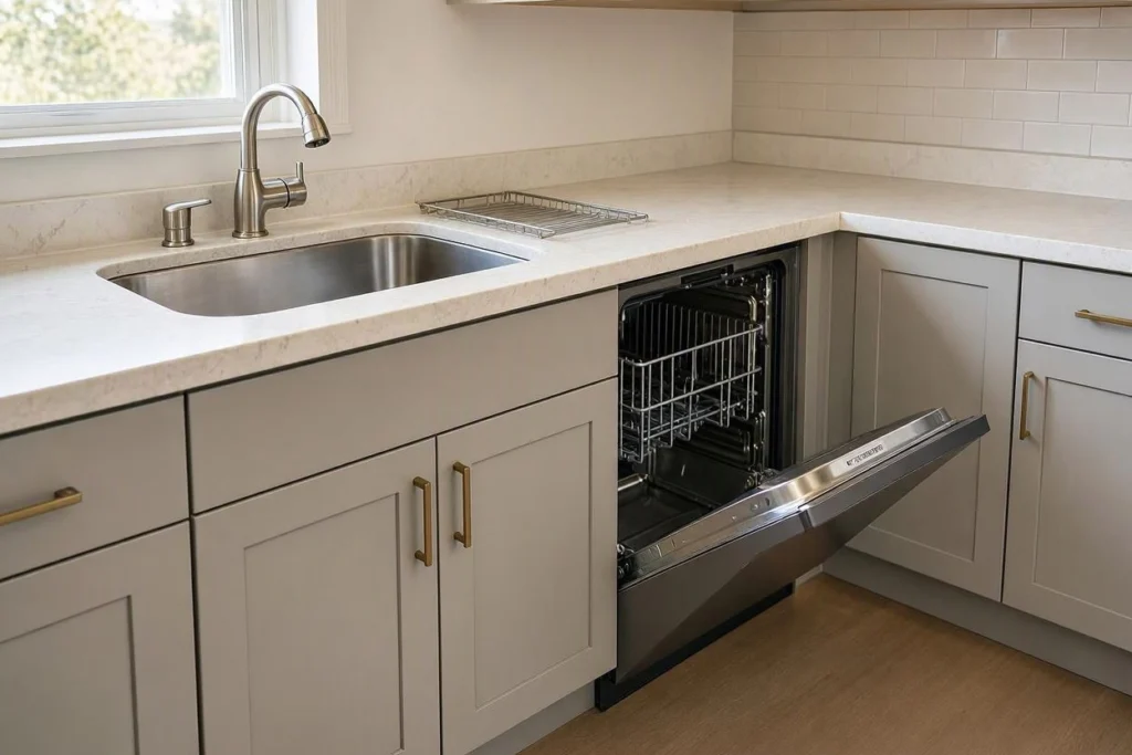 Small kitchen sink and dishwasher layout