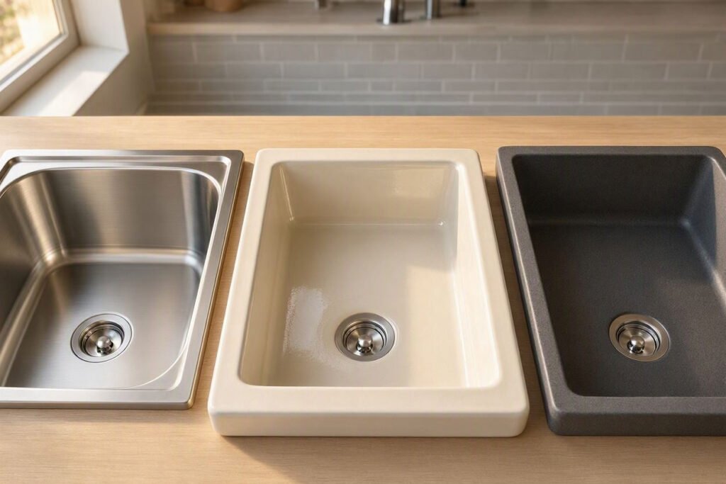 stainless steel fireclay and composite small kitchen sink materials