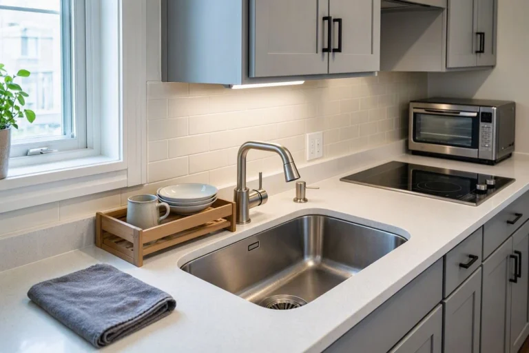 undermount small kitchen sink in a compact kitchen