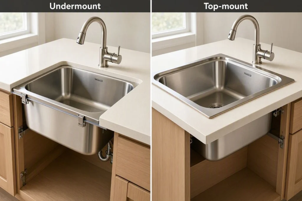 undermount vs top mount kitchen sink installation